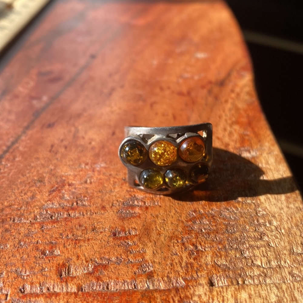 Silver And Amber Ring - image 1